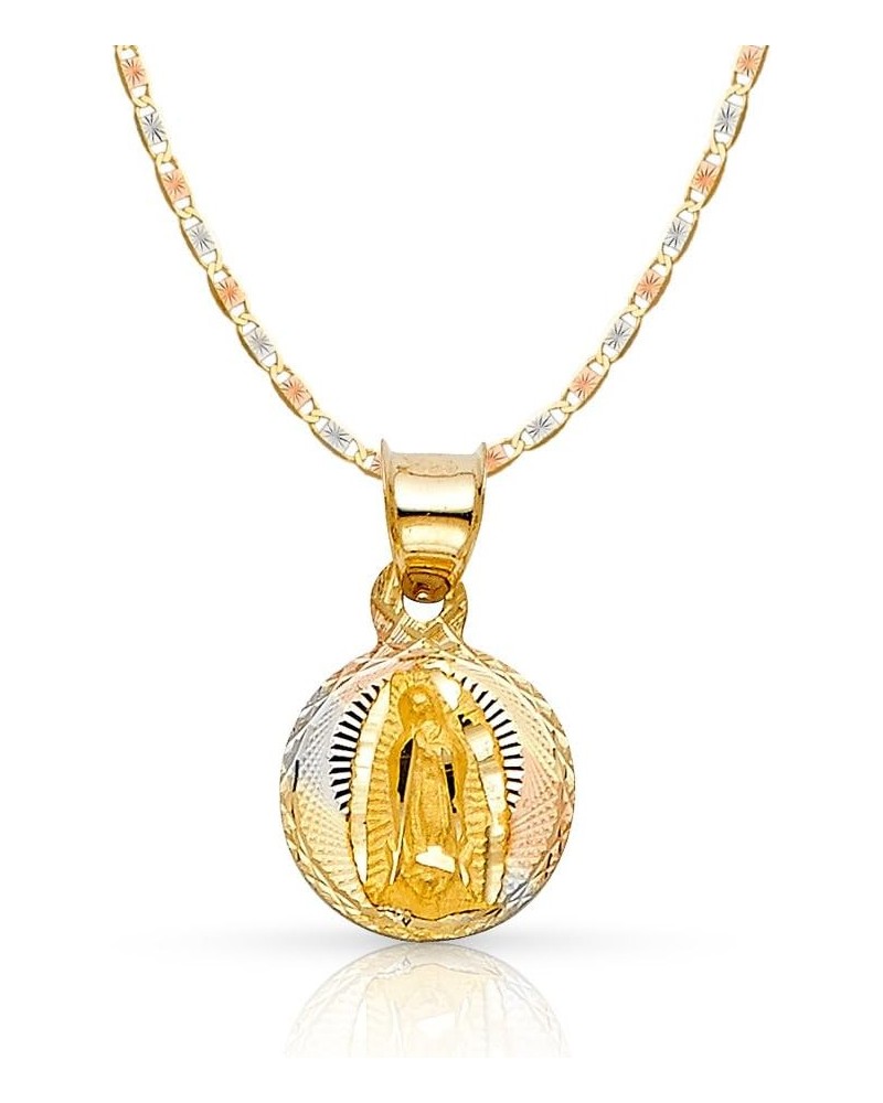 14K Gold Virgin Mary Guadalupe Stamp Charm Pendant with 1.5mm Valentino Chain Necklace 20.0 Inches $78.44 Necklaces