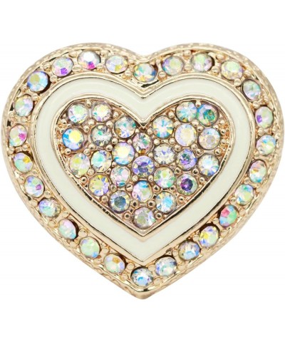 Heart Shaped Rhinestones Stretch Rings for Women Size for 7-9 Gold AB $11.19 Rings