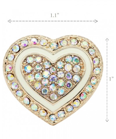 Heart Shaped Rhinestones Stretch Rings for Women Size for 7-9 Gold AB $11.19 Rings