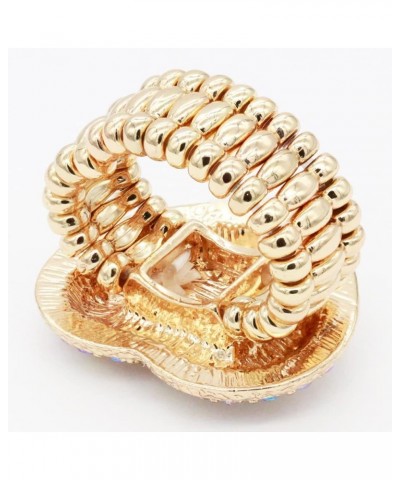 Heart Shaped Rhinestones Stretch Rings for Women Size for 7-9 Gold AB $11.19 Rings