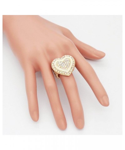 Heart Shaped Rhinestones Stretch Rings for Women Size for 7-9 Gold AB $11.19 Rings