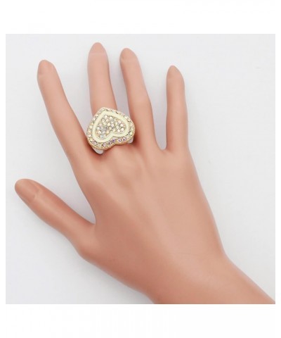 Heart Shaped Rhinestones Stretch Rings for Women Size for 7-9 Gold AB $11.19 Rings