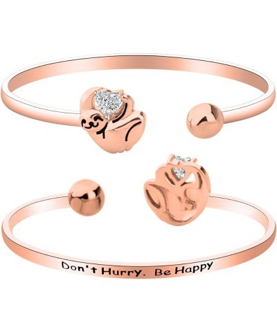 Lazy Sloth Bracelet for Sloth Lovers Don't Hurry Be Happy Gift for Women Girls Lazy Sloth Animal Bracelet for Women Rose gold...