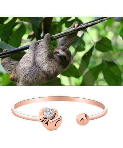 Lazy Sloth Bracelet for Sloth Lovers Don't Hurry Be Happy Gift for Women Girls Lazy Sloth Animal Bracelet for Women Rose gold...