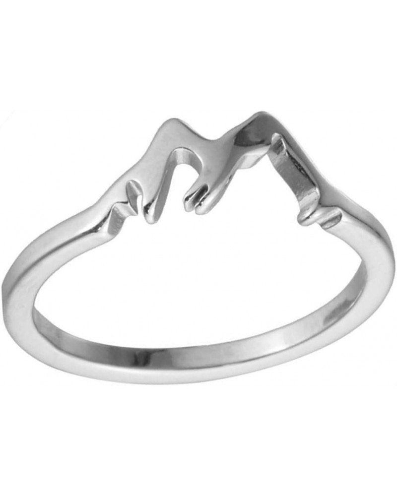 Stainless Steel Mountain Style Statement Promise Anniversary Ring Silver $5.49 Rings