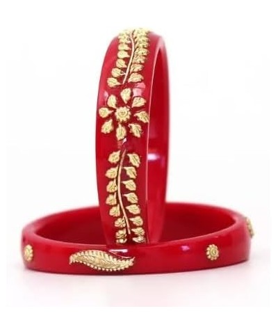 Meenakshi imitation Gold Plated Indian Traditional Red Shakha Pola Bangles Red 2.2 $14.70 Bracelets