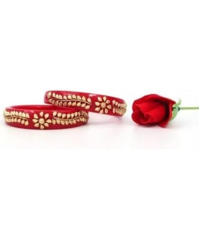 Meenakshi imitation Gold Plated Indian Traditional Red Shakha Pola Bangles Red 2.2 $14.70 Bracelets