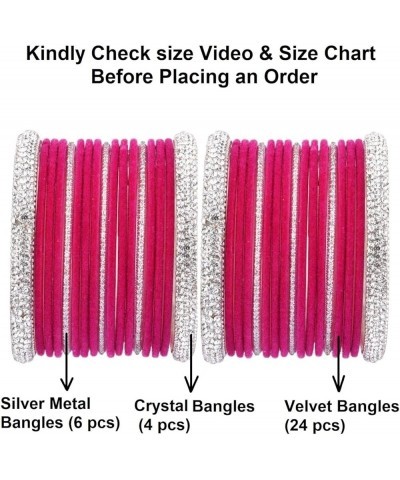 Indian Bangles for Women Indian Bangles Set Bollywood Plain Metal Velvet Bangle Bracelets Costume Jewelry for Women & Girls (...