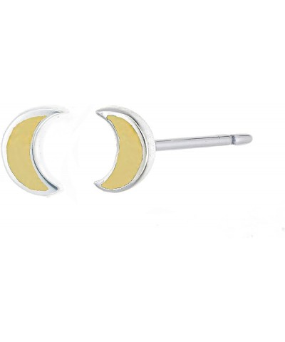 Jewelry Sterling Silver Crescent Moon Stud Earring Yellow Mother of Pearl $13.49 Earrings