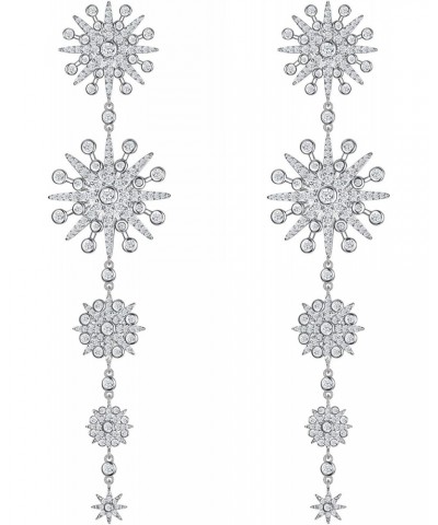 Women's Cubic Zirconia Gorgeous Snowflake Chandelier Long Dangle Earrings Clear Silver-Tone $18.59 Earrings