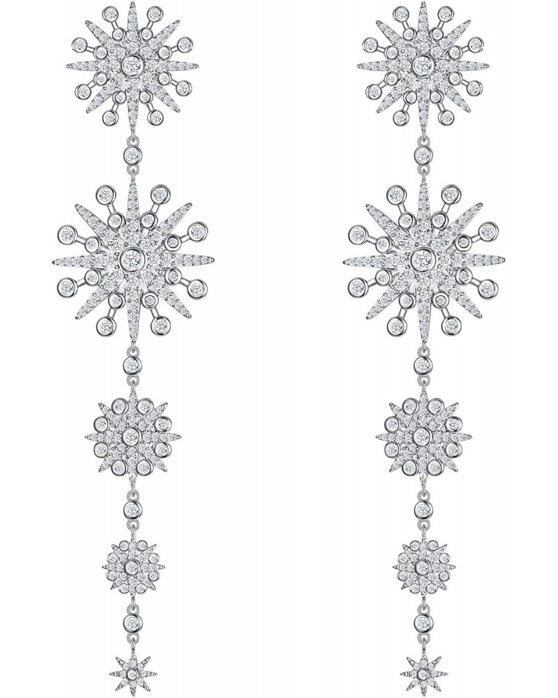 Women's Cubic Zirconia Gorgeous Snowflake Chandelier Long Dangle Earrings Clear Silver-Tone $18.59 Earrings