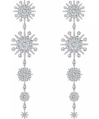 Women's Cubic Zirconia Gorgeous Snowflake Chandelier Long Dangle Earrings Clear Silver-Tone $18.59 Earrings