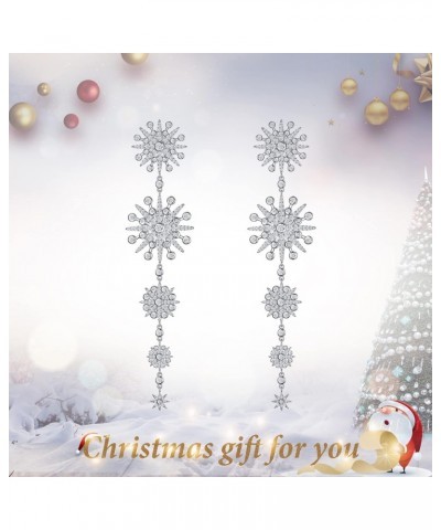 Women's Cubic Zirconia Gorgeous Snowflake Chandelier Long Dangle Earrings Clear Silver-Tone $18.59 Earrings