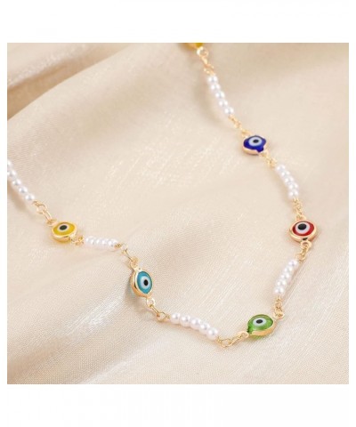 Dainty Evil Eye Necklace Pearl Choker Necklace for Women Boho Beaded Necklace for Teen Girls Dainty Evil Eye Necklace $6.48 N...