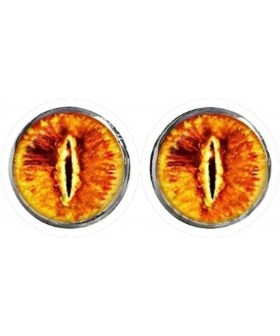 HYPOALLERGENIC Dragon Eye Earrings for Men Girls Earings Womens Scale Glitter 3D Button Shape Unisex Orange Red $10.61 Earrings