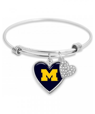 Michigan Wolverines Amara Crystal Heart Silver Bangle Bracelet Jewelry Gift UM $14.57 Bracelets