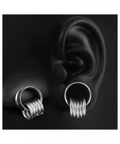 2PCS Classic Ear Gauges for Stretched Ears with 10pcs Nose Hoop Rings, Hypoallergenic 316 Stainless Steel Ear Plugs Tunels 8m...