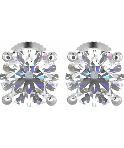 Natural Real 1 Carat TW 14k White Gold Diamond Studs with Screw Back Earrings (K-L Color, I1 Clarity, Eye Clean). Extra Secur...