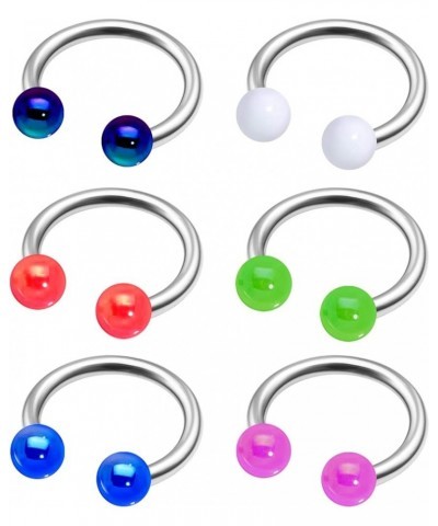 6Pcs Surgical Steel 16g 5/16 8mm horseshoe barbell Piercing Jewelry Nose Septum Nose Lip Eyebrow 3mm UV Acrylic More Choices ...