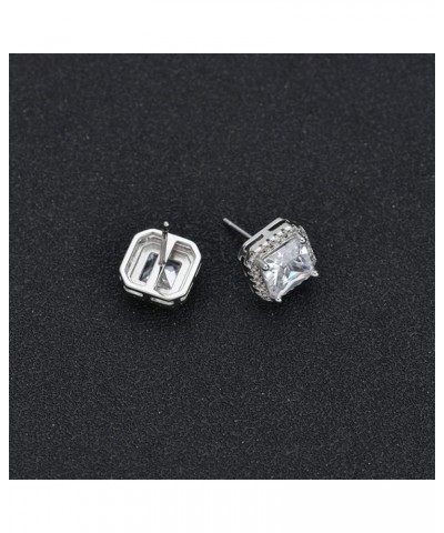 925 Sterling Silver Stud Earrings Cubic Zirconia Hypoallergenic Vacation Unique Earrings for Women Square White $7.64 Earrings