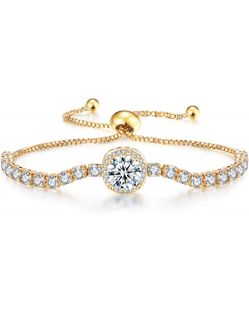 Tennis Bracelets for Women Dainty Roman Style Rhinestone Bracelets Link Chain Bracelet Bridesmaid Jewelry Gifts Z6-gold One S...