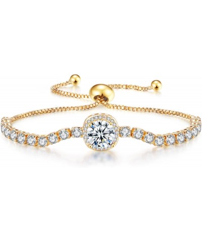 Tennis Bracelets for Women Dainty Roman Style Rhinestone Bracelets Link Chain Bracelet Bridesmaid Jewelry Gifts Z6-gold One S...