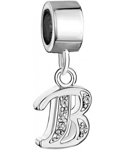 Pugster Silver Plated Letter Initial A-Z Dangle Alphabet Synthetic Crystal Bead Fits Charms Bracelet Letter B $7.31 Bracelets