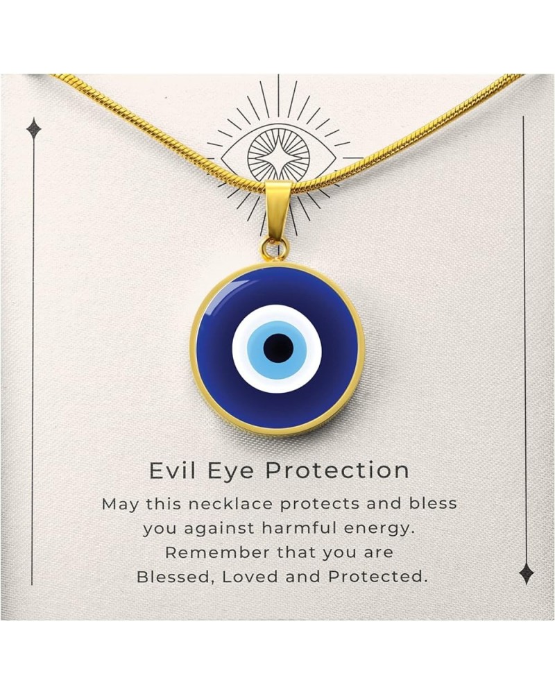 Hilis Evil Eye Necklace For Women or Men Protection, Spiritual Jewelry, Personalized Engraved Pendant Charm Gold or Silver D0...