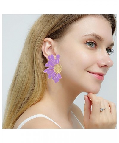 Elegant Bohemian Big Flower Earrings Chic Petal Statement Earrings For Women Girls Vintage Large Flower Earrings For Women Gi...