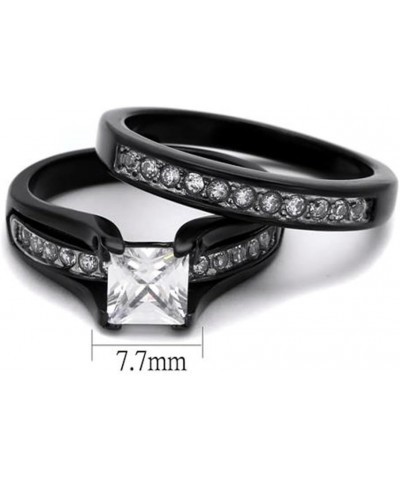 His and Her Black Plated Stainless Steel Bridal Ring Set and Titanium Wedding Band Women's Size 06 Men's Size 06 $21.86 Sets