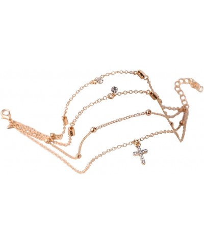 Gold Multilayer Chain Anklets for Women Beach Barefoot Butterfly Cross Pendant Charm Anklets Jewelry $9.60 Anklets