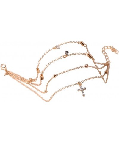 Gold Multilayer Chain Anklets for Women Beach Barefoot Butterfly Cross Pendant Charm Anklets Jewelry $9.60 Anklets