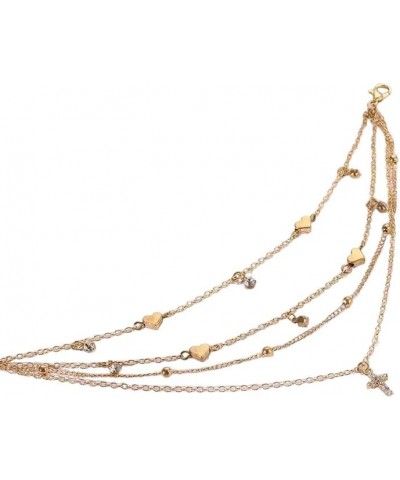 Gold Multilayer Chain Anklets for Women Beach Barefoot Butterfly Cross Pendant Charm Anklets Jewelry $9.60 Anklets