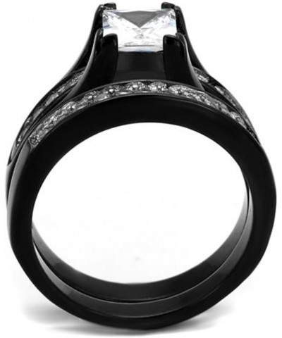 His and Her Black Plated Stainless Steel Bridal Ring Set and Titanium Wedding Band Women's Size 06 Men's Size 06 $21.86 Sets