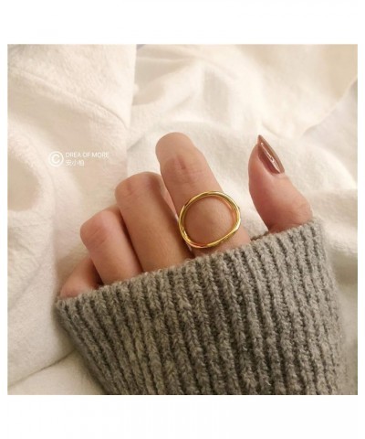 6 Pcs Chunky Gold Open Rings for Women Statement Boho Adjustable Rings Set A:gold-tone $8.82 Rings