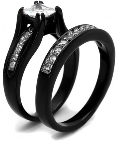 His and Her Black Plated Stainless Steel Bridal Ring Set and Titanium Wedding Band Women's Size 06 Men's Size 06 $21.86 Sets