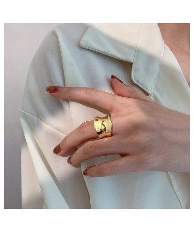 6 Pcs Chunky Gold Open Rings for Women Statement Boho Adjustable Rings Set A:gold-tone $8.82 Rings