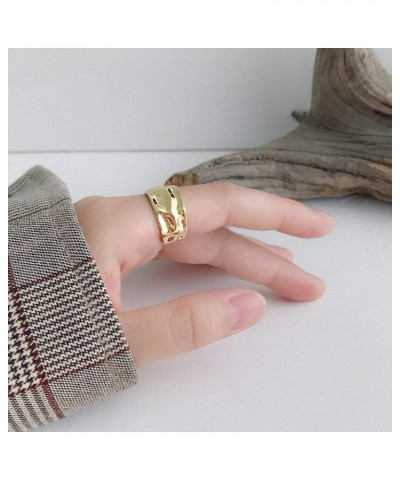 6 Pcs Chunky Gold Open Rings for Women Statement Boho Adjustable Rings Set A:gold-tone $8.82 Rings