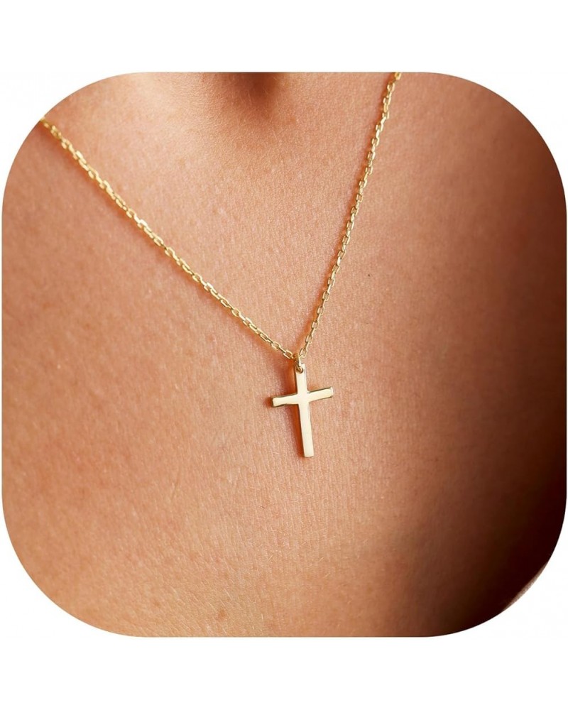 Cross Necklace for Women - 14K Gold Plated Cross Necklace Layered Gold Cross Necklace Tiny Sideway Cross Choker Necklace Gold...