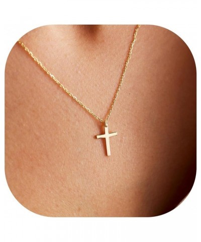 Cross Necklace for Women - 14K Gold Plated Cross Necklace Layered Gold Cross Necklace Tiny Sideway Cross Choker Necklace Gold...