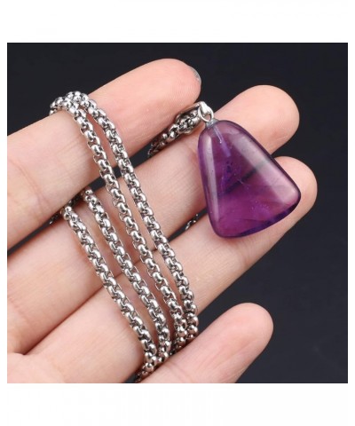 Natural Stone Pendant Necklace Quartz Amethyst Link Chains Ladder-Shaped Crystals Stone Charms Necklaces for Women,Epidote Ti...