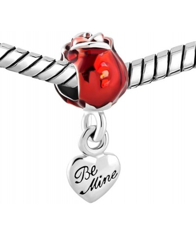 Love You Be Mine Spring Red Rose Flower Charms Dangle Beads for Bracelets $8.11 Bracelets