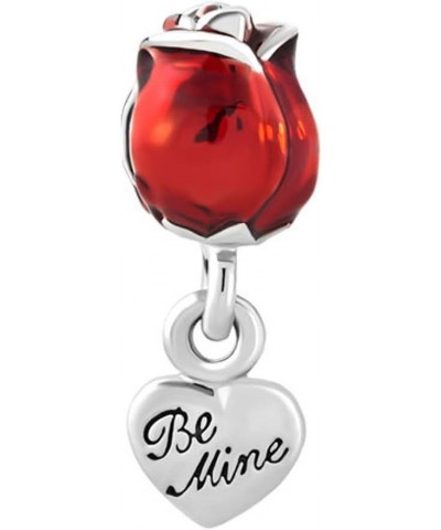 Love You Be Mine Spring Red Rose Flower Charms Dangle Beads for Bracelets $8.11 Bracelets