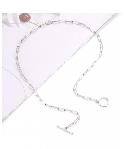 Paperclip Chain Choker Necklace Toggle Clasp Simple Y Necklace Oval Rectangle Link Chain Layering Necklace for Women Girls Go...