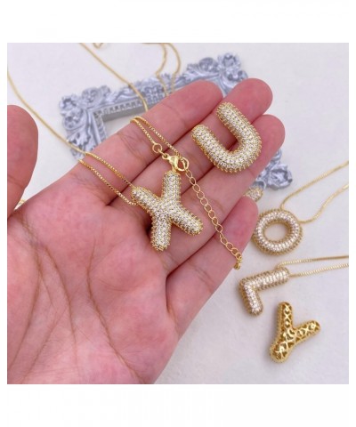 Bubble Letter Necklace Gold for Women, 14K Gold Plated Balloon Letter Necklace Chunky Bubble Initial Alphabet Pendant Chain N...