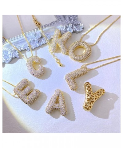 Bubble Letter Necklace Gold for Women, 14K Gold Plated Balloon Letter Necklace Chunky Bubble Initial Alphabet Pendant Chain N...