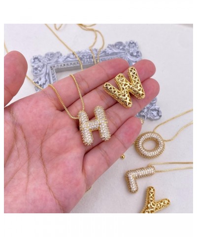 Bubble Letter Necklace Gold for Women, 14K Gold Plated Balloon Letter Necklace Chunky Bubble Initial Alphabet Pendant Chain N...