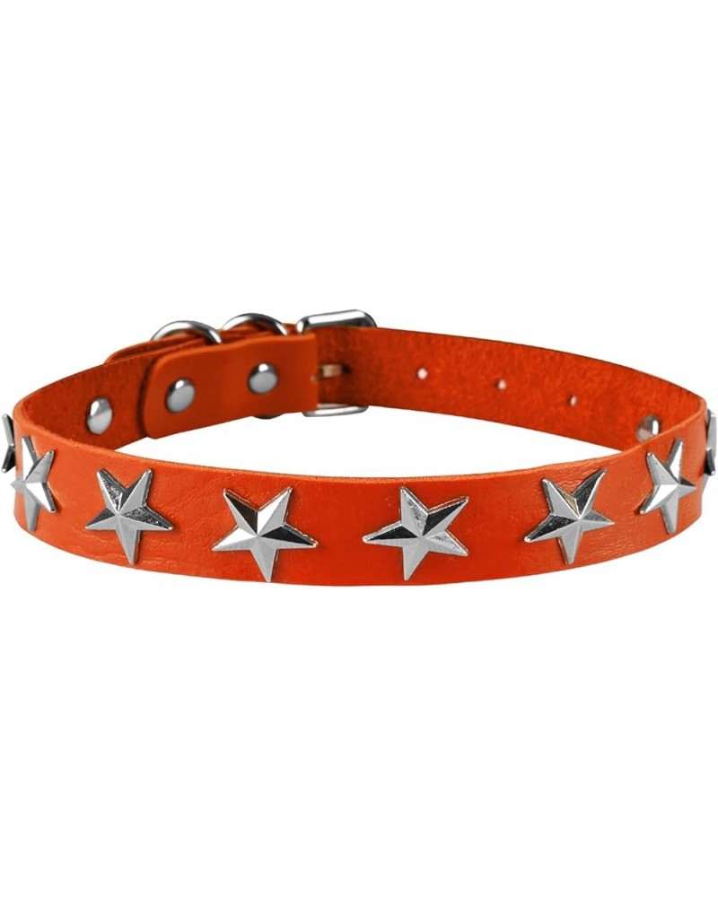 Women Leather Choker Collar Pentagram Shape Gothic Punk Rock PU Leather Choker Collar Necklace Halloween Rave Orange $7.34 Ne...