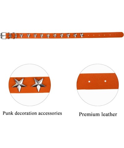 Women Leather Choker Collar Pentagram Shape Gothic Punk Rock PU Leather Choker Collar Necklace Halloween Rave Orange $7.34 Ne...