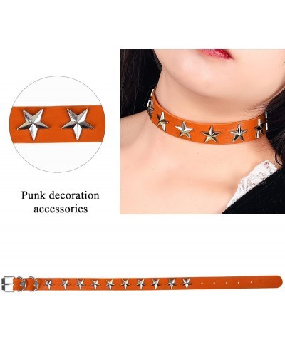 Women Leather Choker Collar Pentagram Shape Gothic Punk Rock PU Leather Choker Collar Necklace Halloween Rave Orange $7.34 Ne...